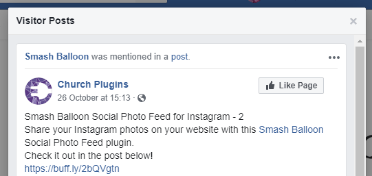 Mencionado en un post de Facebook