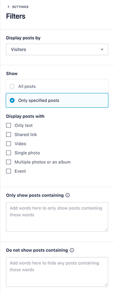 Filtration settings screen
