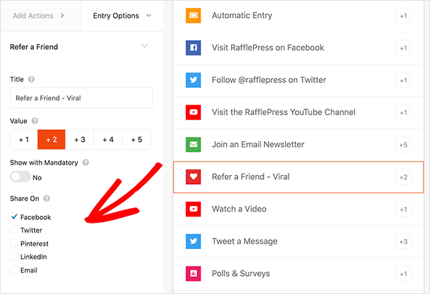 RafflePress viral referir a un amigo de acción