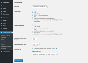 Feeds para o plugin YouTube WordPress - Personalizar 2