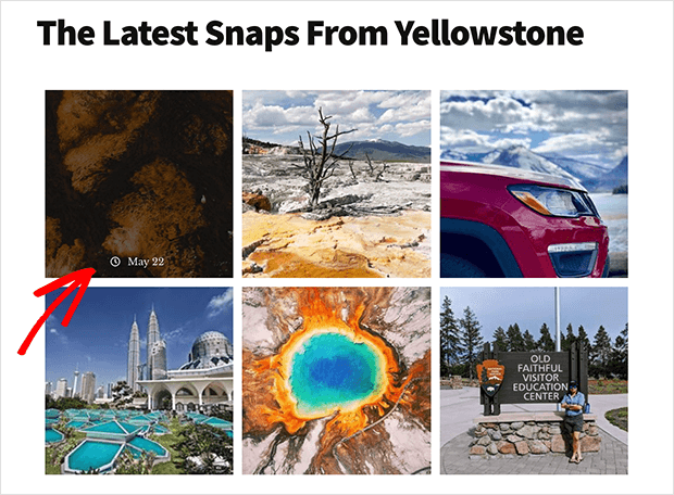 Timestamp del feed di hashtag di Instagram