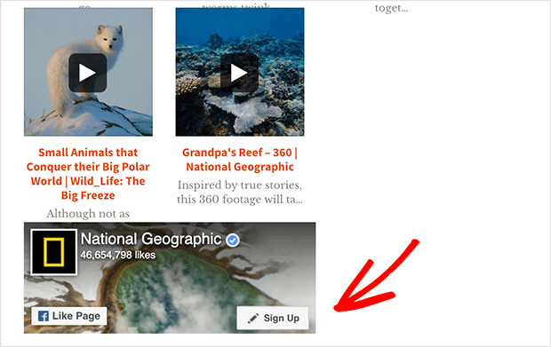 Widget del riquadro "Mi piace" di Facebook