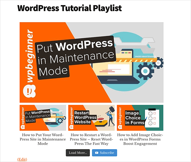 lista de reproducción de youtube añadido a WordPress