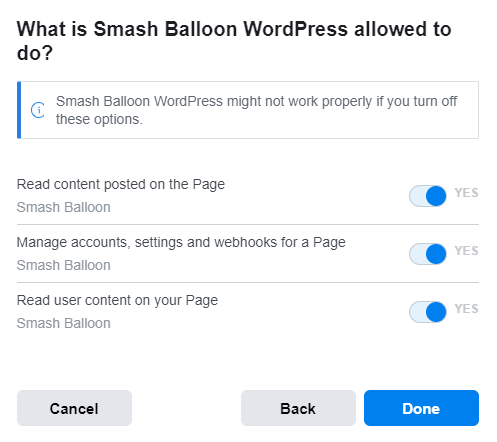 Facebook App Grant Permissions