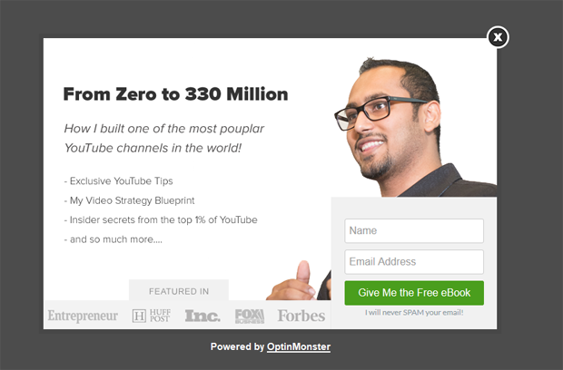 tipo di prova sociale nel popup di optinmonster