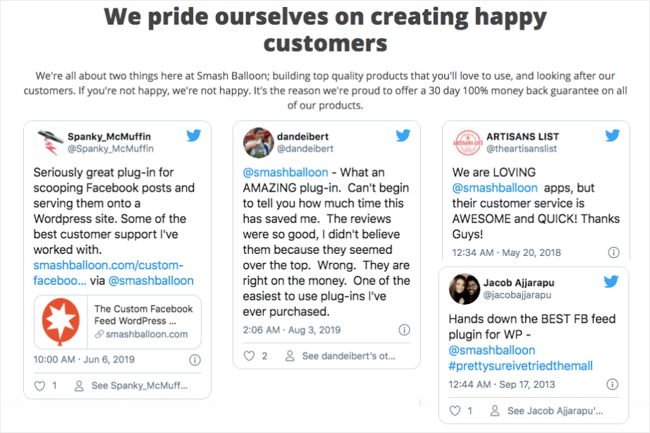 tweet dei testimonial