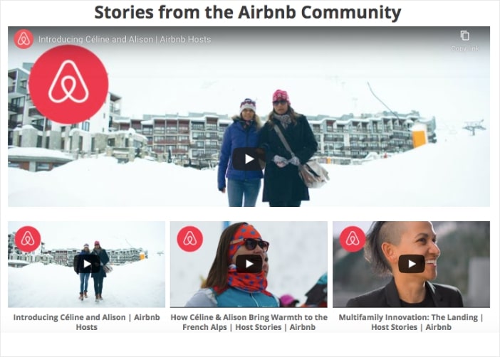 example of a youtube reviews widget for airbnb