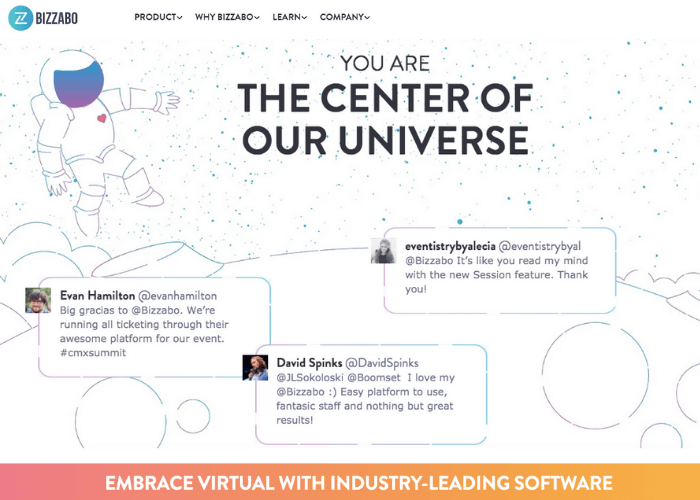 ejemplo de página de testimonios de bizzabo