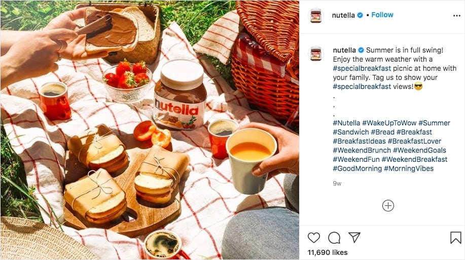 exemple de marketing Instagram par Nutella