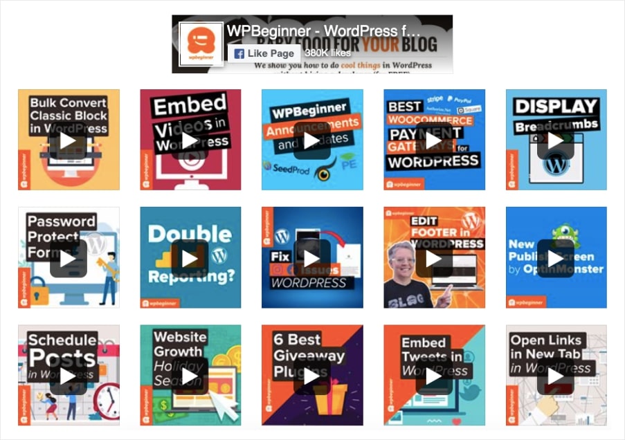 ejemplo de vídeo de facebook