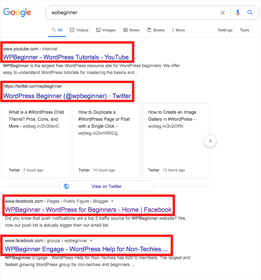 wpbeginner Suchergebnisse