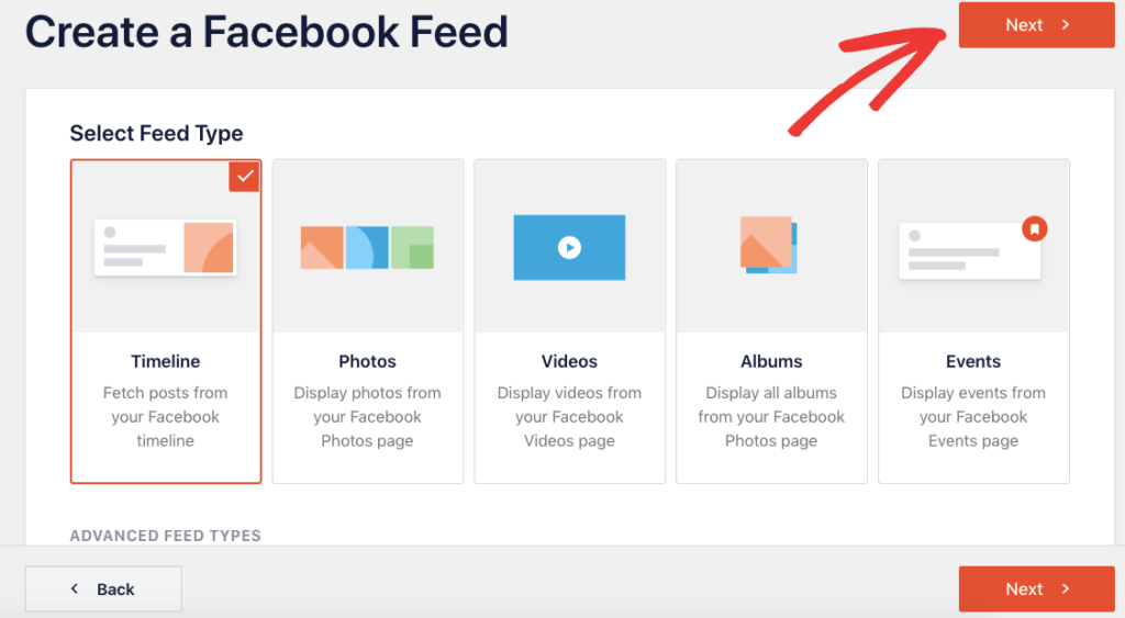 select facebook timeline feed