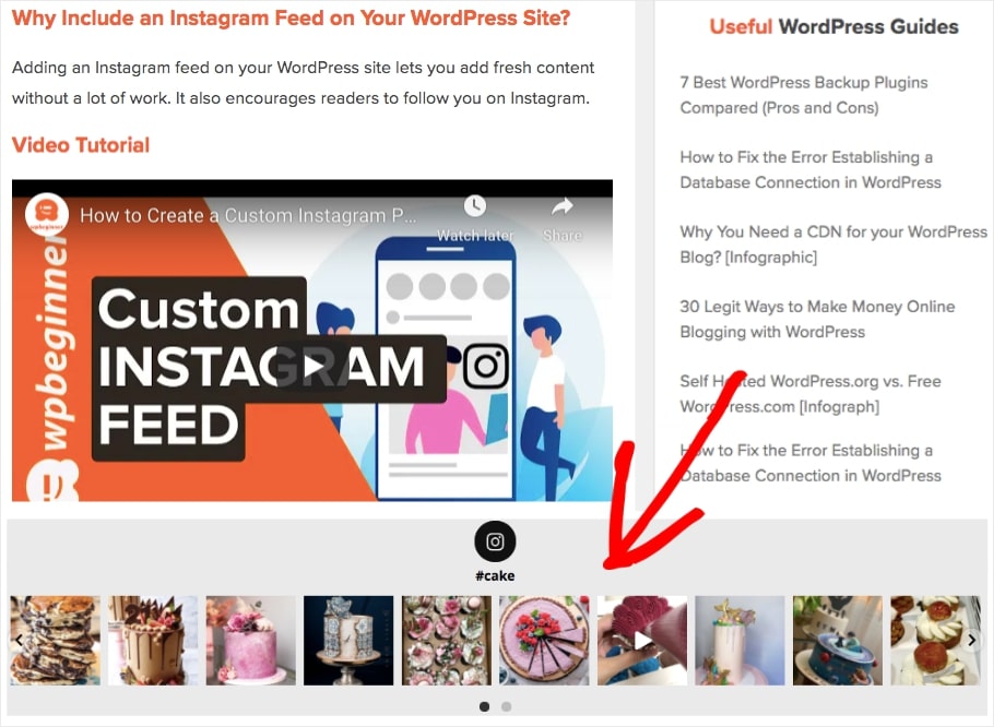 instagram footer widget wordpress beispiel