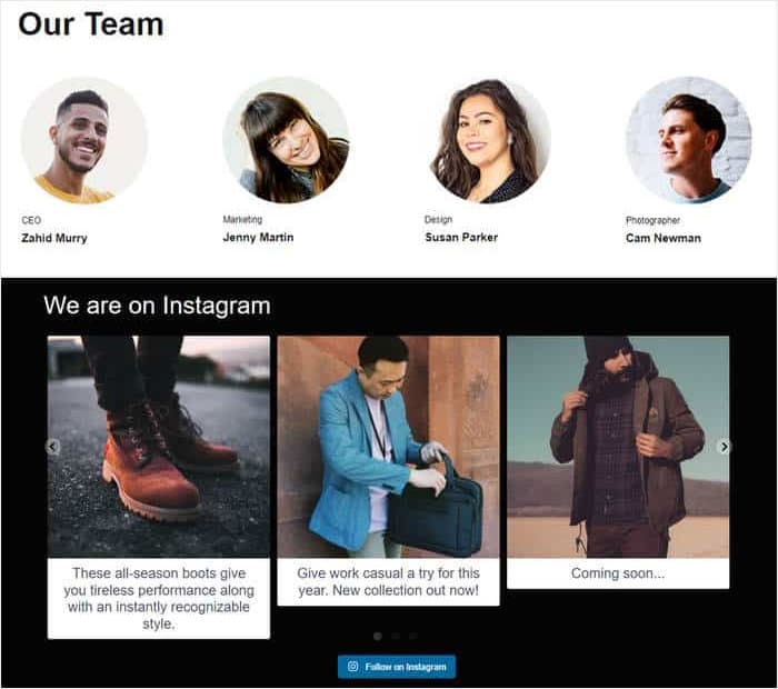 feed instagram acquistabile a piè di pagina