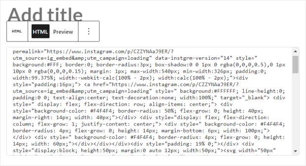 incrustar manualmente una publicación de instagram