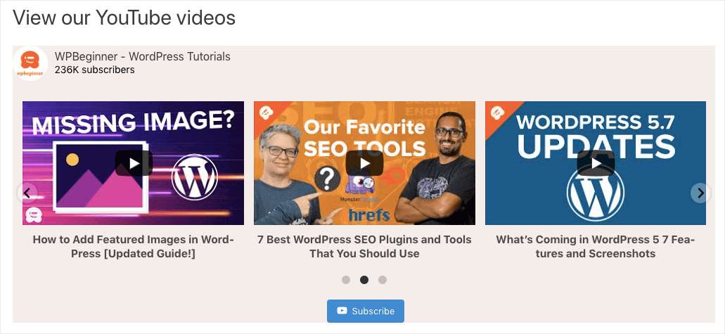 carousel layout for your youtube feed