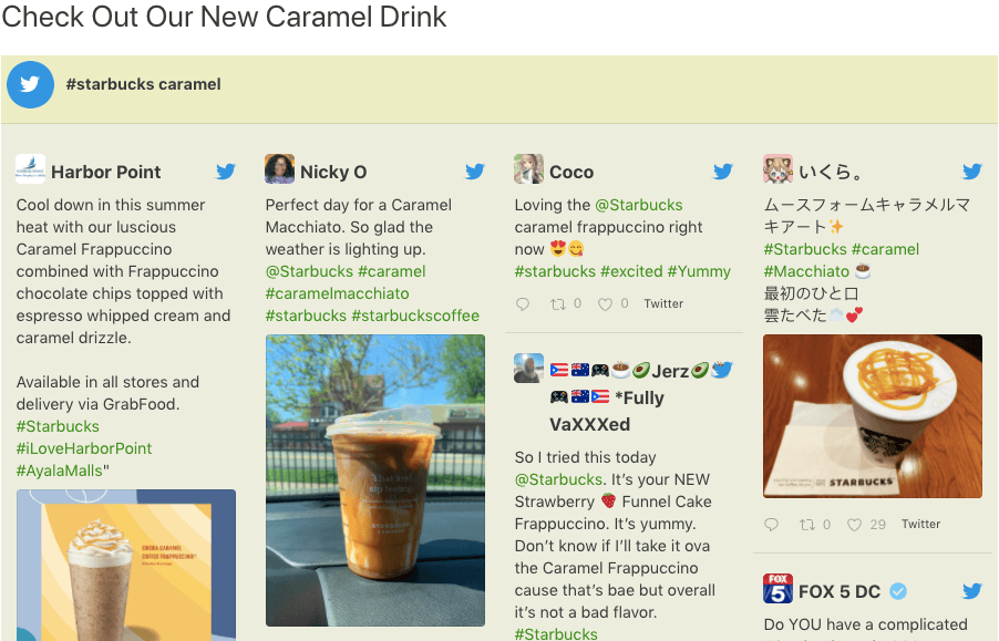 Twitter zu Wordpress hinzufügen Starbucks-Hashtag