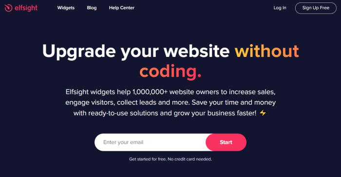 Homepage von elfsight
