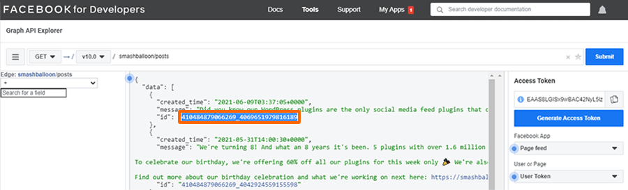 Explorador de gráficos de Facebook: cómo encontrar el ID de la publicación