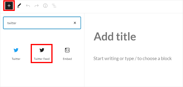 add twitter feed block