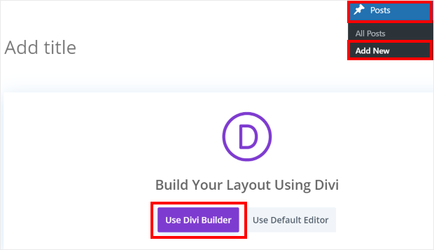 criar uma nova publicação e editá-la com o divi builder