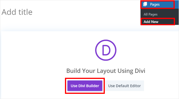 adicionar uma nova página e utilizar o construtor divi