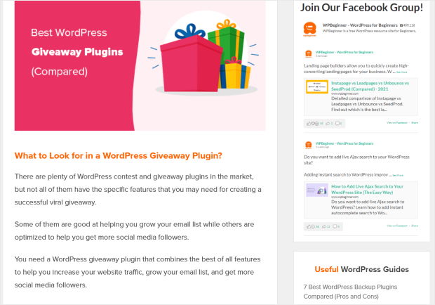 facebook gruppen feed sidebar beispiel