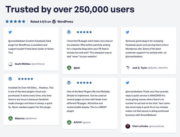 comentários e avaliações do facebook feed pro