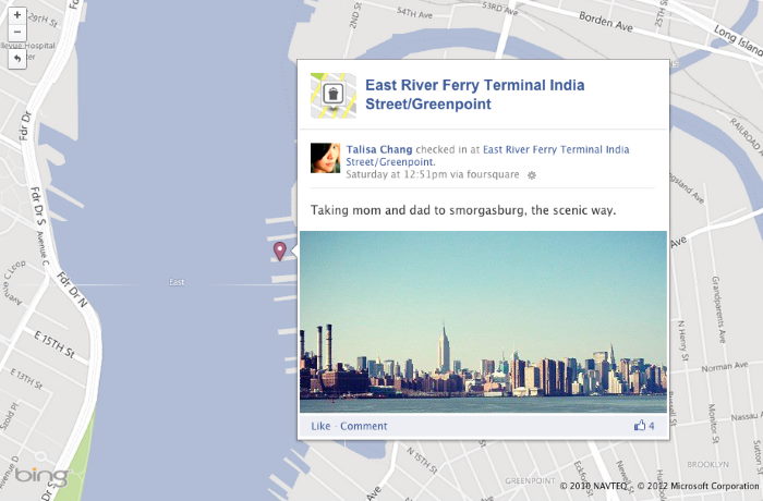 exemplo de checkins no facebook