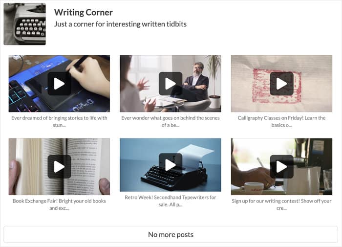 サイト上のFacebook動画フィードの例
