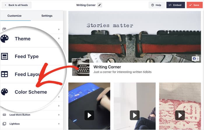 Facebook動画のカラースキームオプション