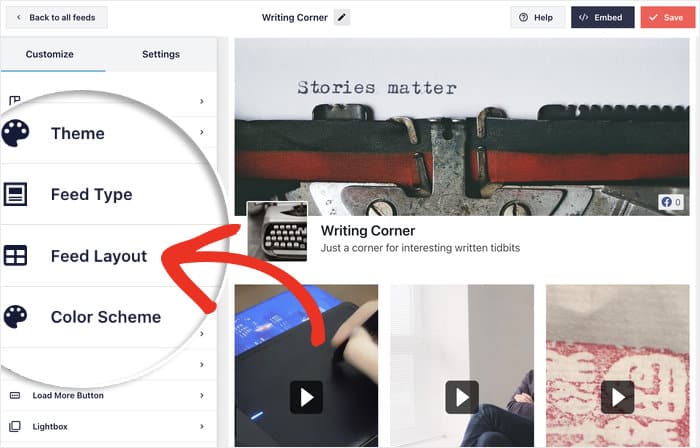 Facebook動画のフィードレイアウトオプション