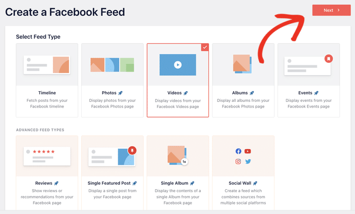 facebookの動画をワードプレスに埋め込むには、facebookの動画オプションを選択します。