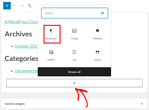 añadir un nuevo bloque de párrafo