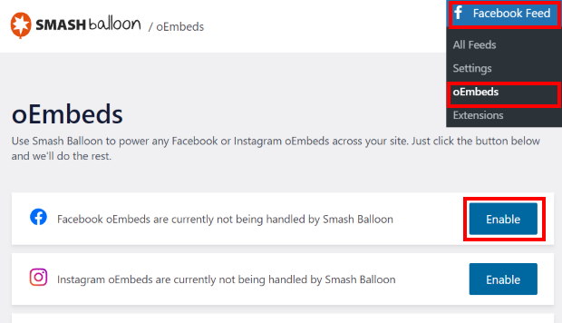 activar oembeds desde ajustes