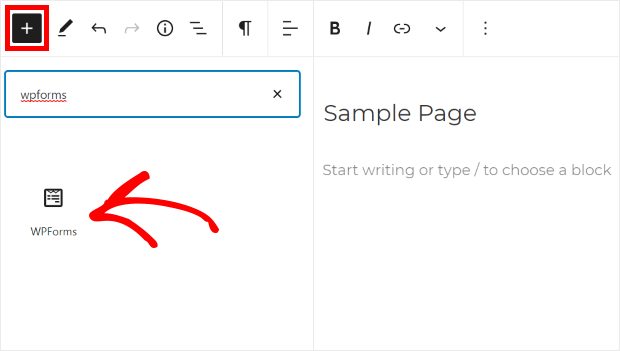 wpforms-Block auswählen Kontaktformular zu Wordpress hinzufügen