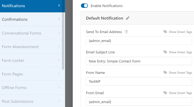 Benachrichtigungsoptionen