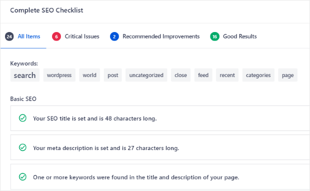 seo checklist all in one seo