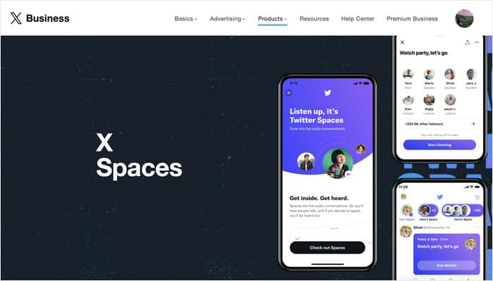 x spaces for live chat