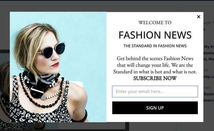 example of a popup created using optinmonster