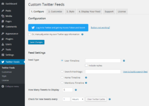 Konfigurieren des benutzerdefinierten Twitter Feeds WordPress Plugin - 1