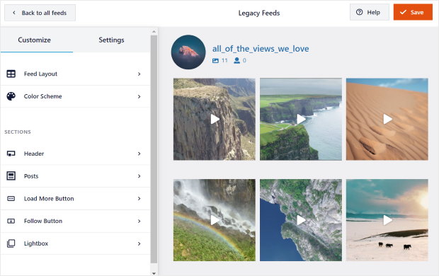 legacy feed editor instagram feed pro