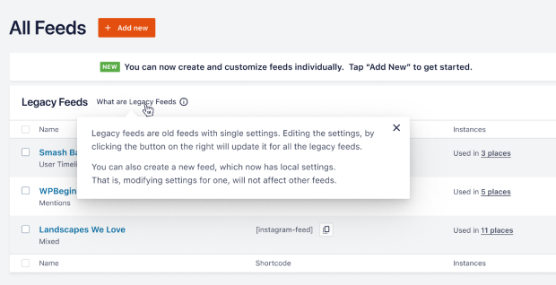 legacy feeds for instagram feed pro