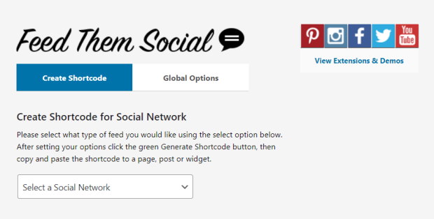 create shortcode feedthemsocial
