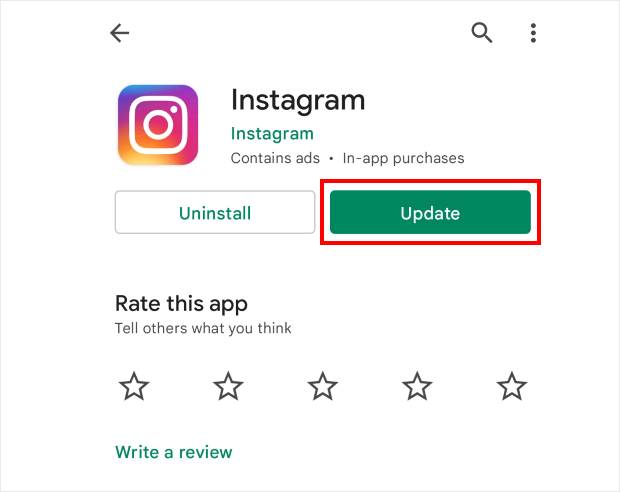 actualizar la app de instagram