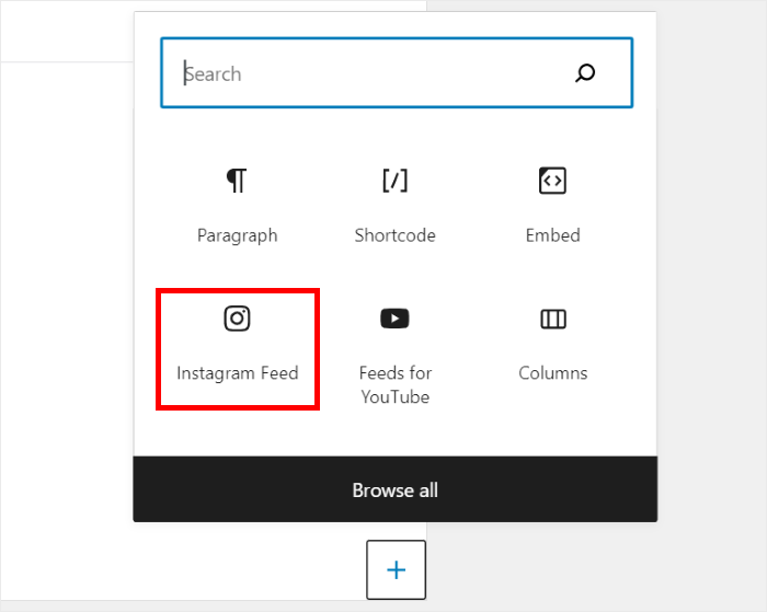 Instagram-Feed-Widget in der Fußzeile auswählen