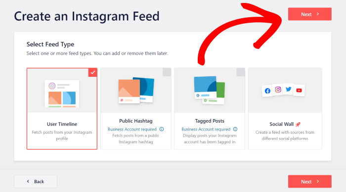 Wählen Sie Ihren Feed-Typ Instagram Feed Pro