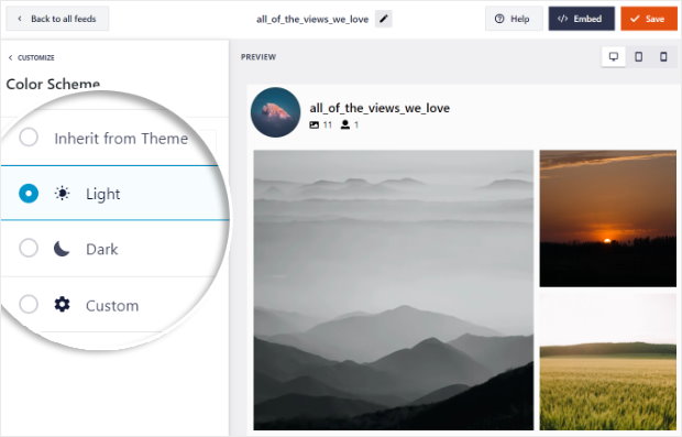 selecionar um esquema de cores para o seu feed do instagram