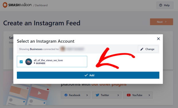 add instagram account to your feed