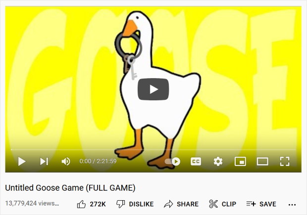 ejemplo de juego video youtube